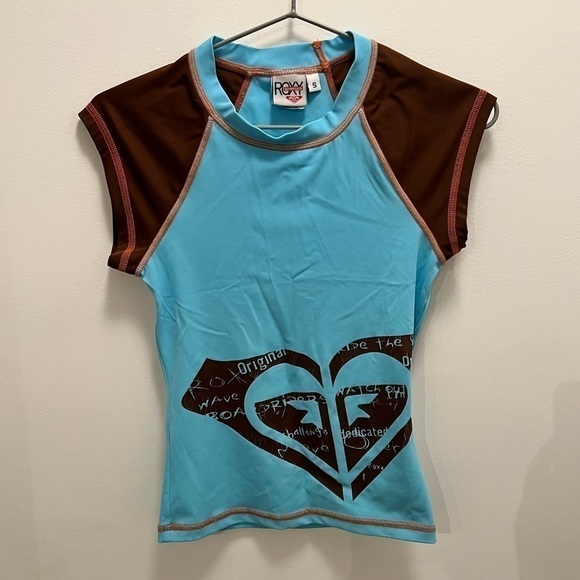 ROXY | Rashguard Swim Shirt Blue and Brown Size Small - Picture 1 of 3